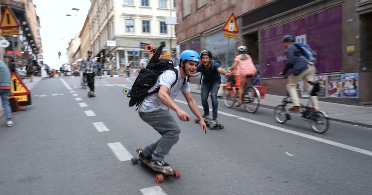 Electric Skateboarding In Street