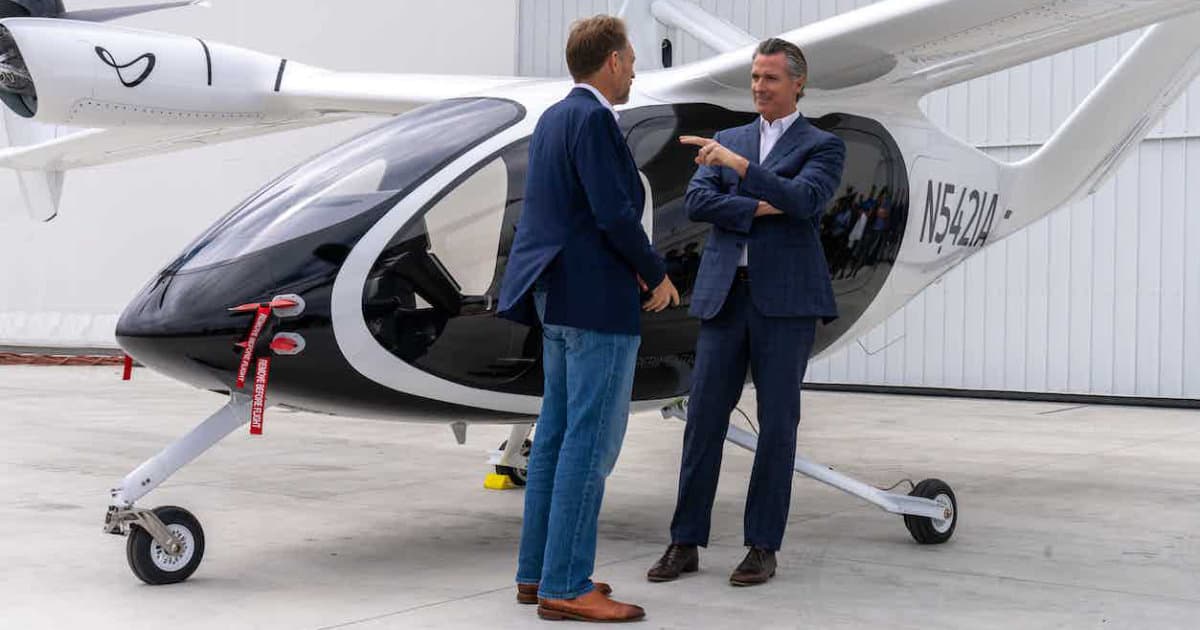 Joby Aviation Granted Permit for Flight, Launches First Aircraft 3 Gov. Gavin Newsom At Joby Aviation