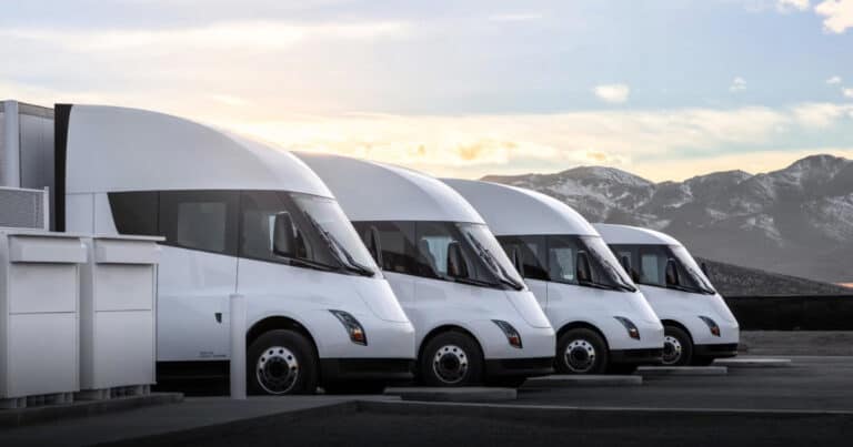 Telsa Electric Semi Trucks Parked